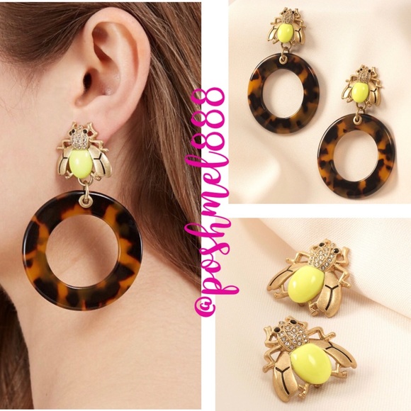 Stella & Dot [V] 2-in-1🐝Buzz Thrill Hoops Bumblebee Earrings - Picture 6 of 16